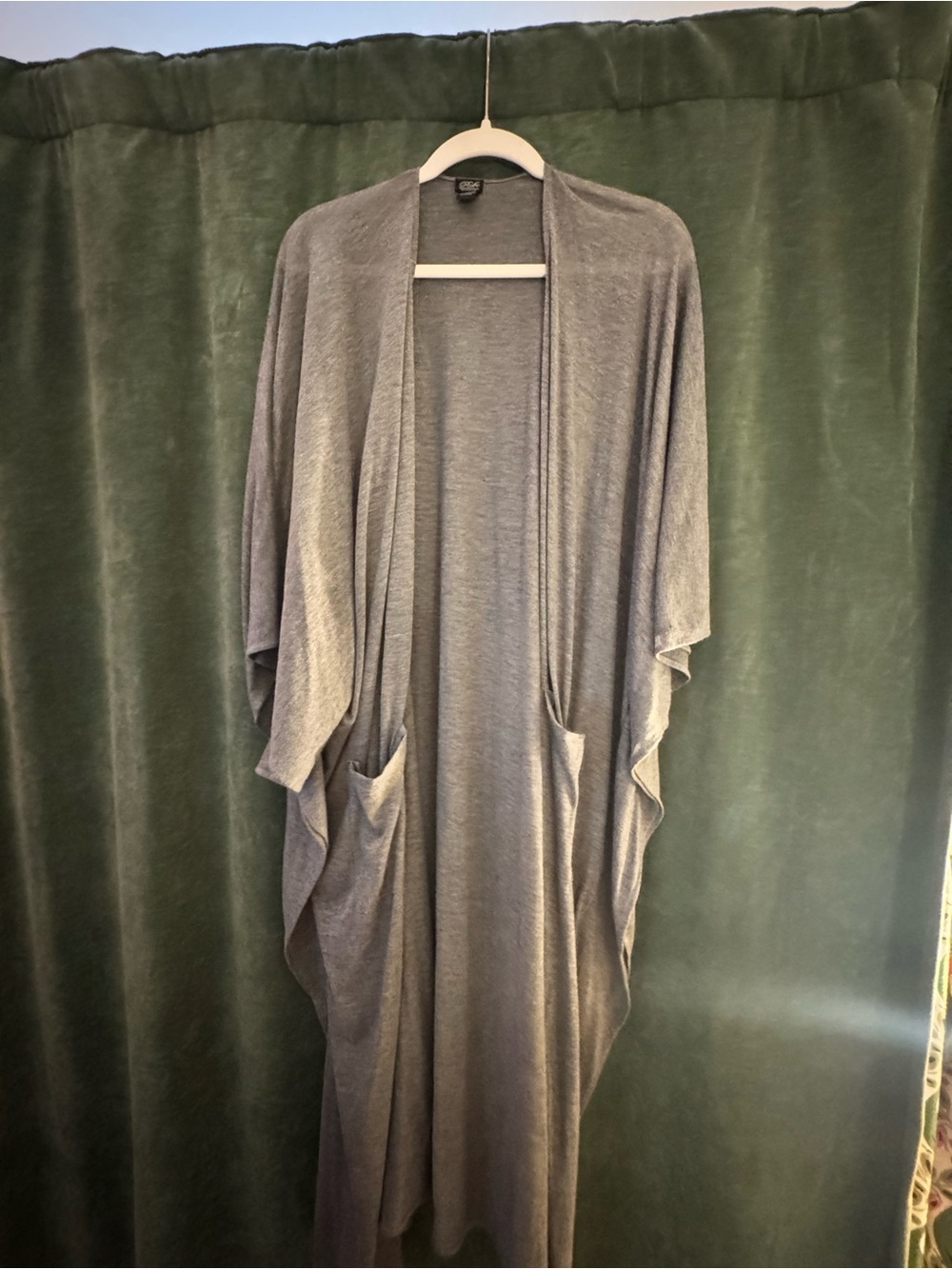 Women's Gray Open-Front Draped Vest with Pockets